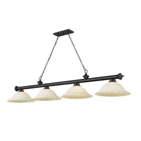 Z-Lite Cordon 4 Light Billiard, Matte Black & White Mottle 2306-4MB-WM16